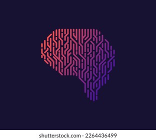 AI brain neurons vector illustration. Artificial Intellegence illustration. AI gradient vector illustration for business.  Dark background