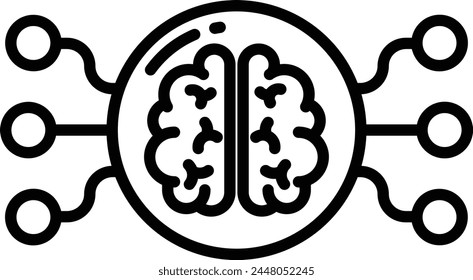 AI Brain outline vector illustration