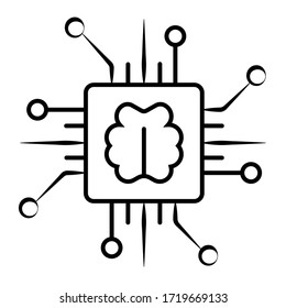 Ai brain processor icon vector