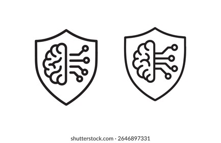AI Brain Shield Icon for Cybersecurity