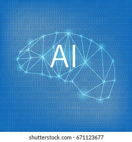 AI Brain sign / symbol with decimal number background