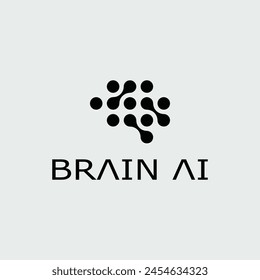 Ai brain tech icon logo white background 