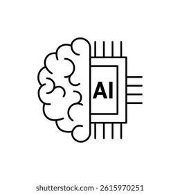 ai brain tech logo design concept line style