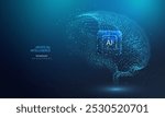 Ai brain technology background. Futuristic artificial intelligence idea design. AI CPU innovation banner. Genius human. Vector education illustration.