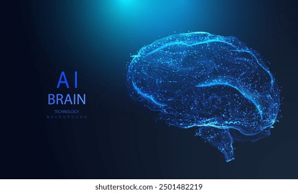 Ai brain technology background. Futuristic artificial intelligence mind design. Computer idea innovation concept. Machine learning genius human. Vector illustration.