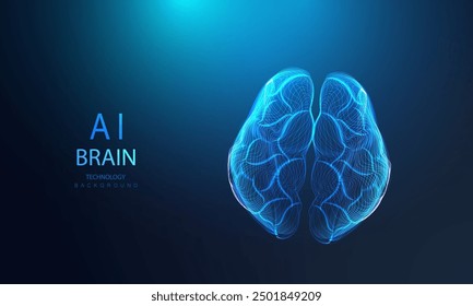 Ai brain technology background. Futuristic artificial intelligence mind design. Medicine health science innovation concept. Machine learning genius human. Vector illustration.