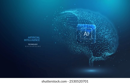 Fondo de tecnología del cerebro del aire. Diseño de ideas de inteligencia artificial futurista. ANUNCIO de innovación de CPU AI. Genio humano. Ilustración de educación de Vector.