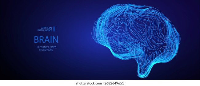 Ai fundo da tecnologia do cérebro. A mente humana no design de inteligência artificial futurista. Ideia. Ilustração vetorial.