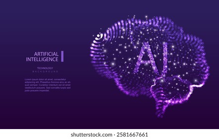 Ai brain technology infographic background. Futuristic artificial intelligence mind design. Connecting idea innovation concept. Machine learning connect genius human. Vector illustration.