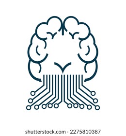 AI brain technology system for UI of wep, app, vector illustration