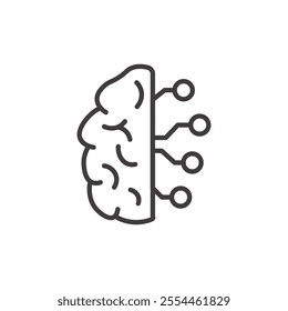 AI Brain thin liner icon vector.
