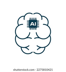 Icono de vector cerebral de IA para diseño gráfico, símbolo, sitio web, ilustración vectorial