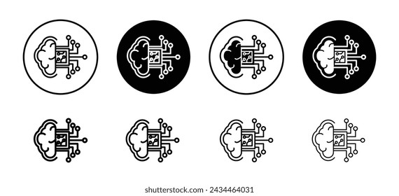 AI brain vector icon set collection. AI brain Outline flat Icon.