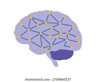 Ilustração do vetor cerebral da IA com redes neurais, circuitos digitais e elementos tecnológicos modernos, ideais para aprendizagem de máquina, computação, inovação, conceitos tecnológicos e design científico.