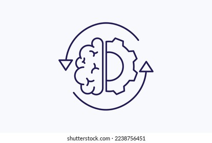 Icono de ilustración de vector cerebral de IA