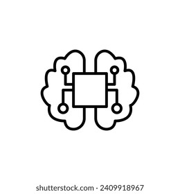 AI Brain Vector Line Icon Illustration.