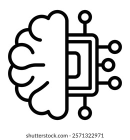 AI Brain Vector Line Icon Design