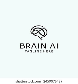 Ai brain vector logo. white background