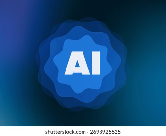 Concepto de burbuja de IA con esfera digital brillante que simboliza el crecimiento de la inteligencia artificial, la innovación y la tecnología de datos en estilo futurista, Ilustración vectorial de gradiente moderno oscuro