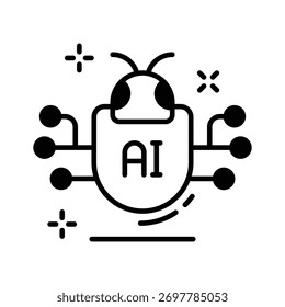 Icono de error de IA que simboliza la ciberseguridad, las pruebas de IA y la depuración del sistema.