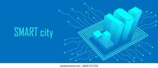 ai building city technology smart digital tech concept future 3d architecture iot vector infrastructure home background industry artificial build construction cloud architect isometric design abstract