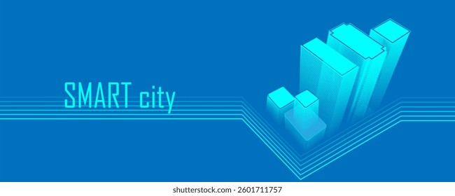 ai building city technology smart digital tech concept future 3d architecture iot vector infrastructure home background industry artificial build construction cloud architect isometric design abstract