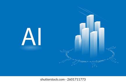 ai building city technology smart digital tech concept future 3d architecture iot vector infrastructure home background industry artificial build construction cloud architect isometric design abstract