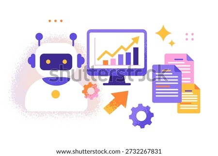 AI in Business Flat Concept Image Illustration Process Automation Forecasting by Artificial Intelligence