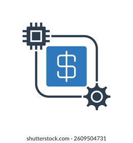 AI Business Icon - AI Money Earning Icon Sign Symbol