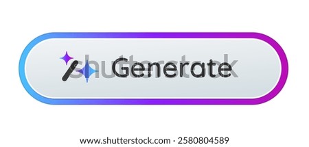 AI Button Generate design click to generative ai artificial intelligence user interface rounded image video generator symbol gradient color
