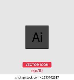 "Ai" button vector icon illustration. Illustrator symbol icon. Premium quality.