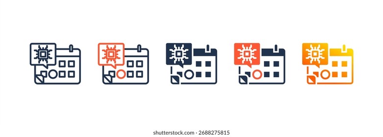 Ai Calendar icon set multiple style collection