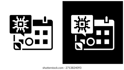 Ícone Do Calendário Ai Definido Em Plano De Fundo Branco E Preto
