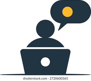 Asistente de chat AI en el icono de ilustración del ordenador portátil