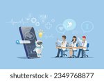 AI chat bot assist medical doctor team diagnosis and solving patient health problem. Artificial intelligence technology in medical and heath care school.