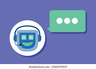 AI chat bot, automated message concept. Artificial intelligence, phone support chatbot conversation. Flat vector illustration. 