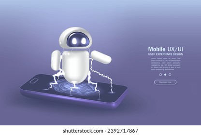 AI chat bot based on artificial intelligence and neural networks. Online training banner.