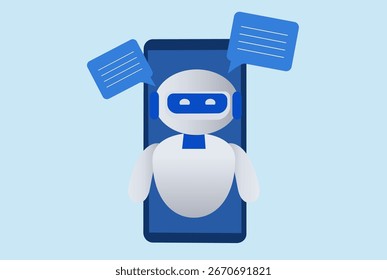 Bot bate-papo AI se comunicar com o usuário. Inteligência artificial responder tecnologia de inovação robô e assistente de IA apoiar servidores de IA e tecnologia de robôs, mente de bot artificial. ilustração vetorial