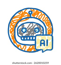 AI Chat Bot Doodle Icono Sketch Vector. AI Chat Bot Signo. Ilustración de símbolo aislado