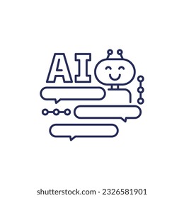 AI chat bot icon, Artificial intelligence line vector
