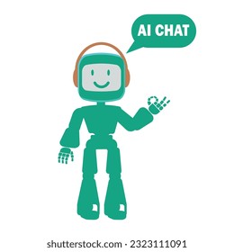 AI chat bot little robot interface vector. chat assistant artificial intelligence robot.