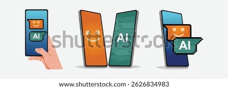 AI chat bot on mobile screen Icon 