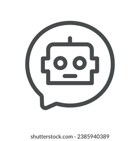 Ai chat bot related icon outline and linear vector.