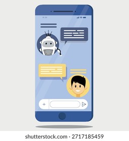 AI Chat Box on Mobile Phone Advertising Poster Sketch