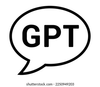 AI chat bubble chatbot with GPT line art vector icon for technology apps and websites