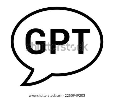 AI chat bubble chatbot with GPT line art vector icon for technology apps and websites