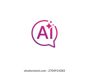 AI chat message logo. artificial intelligence with speech bubble icon symbol sign Design Element. Vector illustration logo template 