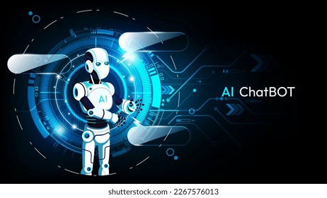 AI Chatbot, Artificial intelligence robot and Chat dialog box on technology background, AI Chatbot concept, vector illustration