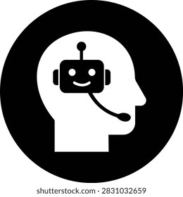 AI Chatbot Assistant Icon Flat and Outline Vector Symbols for Artificial Intelligence Virtual Assistant Customer Support Automation Robot Help Desk Isolated