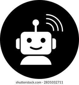 AI Chatbot Assistant Icon Flat and Outline Vector Symbols for Artificial Intelligence Virtual Assistant Customer Support Automation Robot Help Desk Isolated